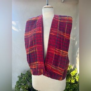 Vintage funky boho vest top red purple hand weave knit Sz S/M Niko’s Hand Woven
